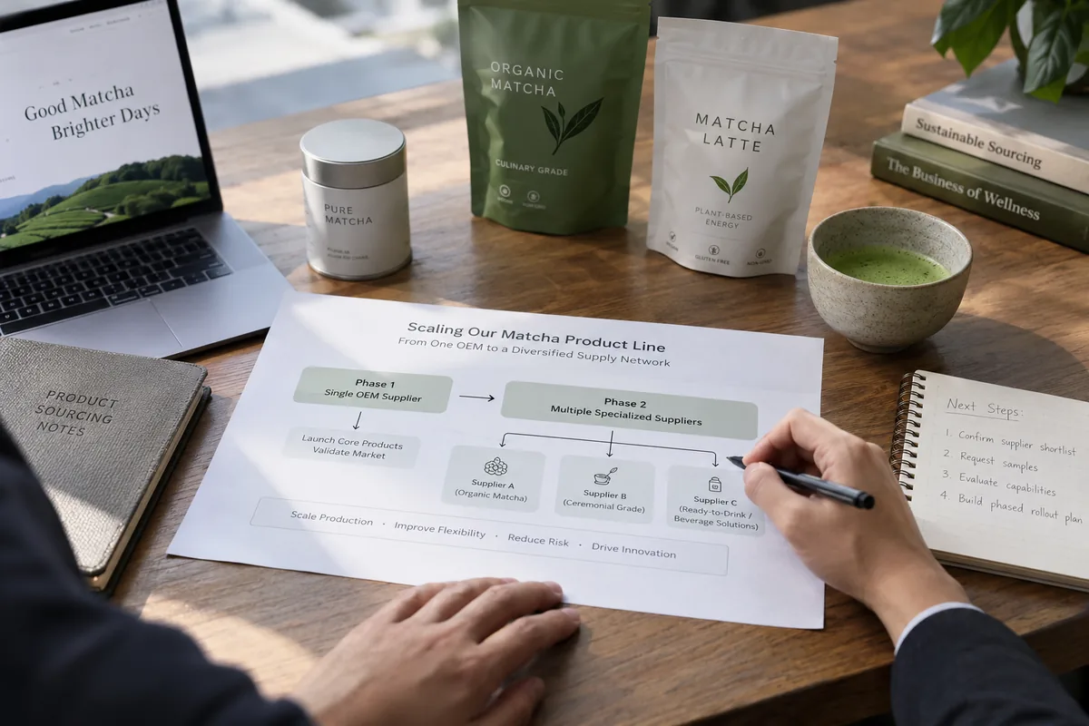 Scaling Your Matcha Product Line Beyond One OEM Supplier Matcha brand product line expansion planning from one OEM supplier to multiple specialized suppliers.
